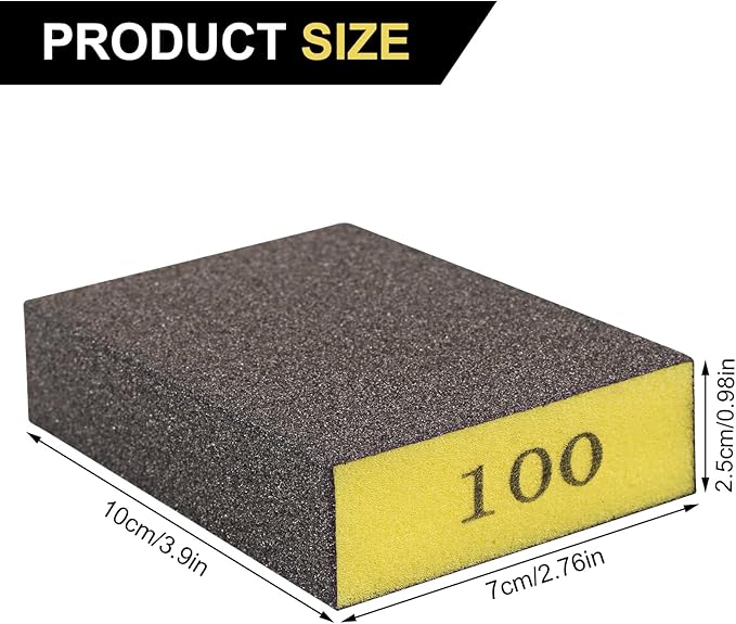 Romeda 8-Pack Sandpaper Block, 100 Grits Washable and Reusable Handmade Sanding Sponge, Drywall Sandpaper Blocks for Wooden Drywall Sheetrock and Metal Glazing