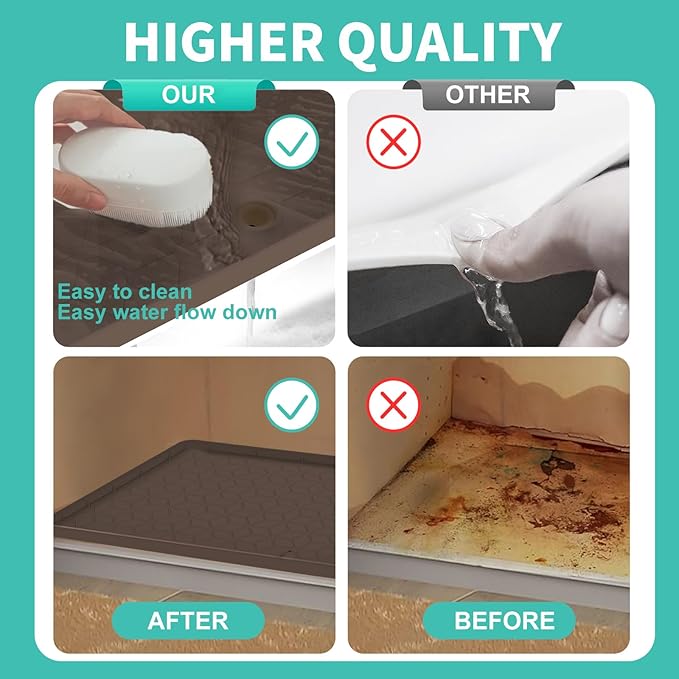 Under Sink Mat, 28"x22" Under Sink Mats for Kitchen, Silicone Waterproof Under Sink Liner, Sink Cabinet Organizer Tray with Drain Hole