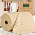 CHAUNCEY HOME Microfiber Cleaning Cloth Roll - 100 Pack Tear Away Microfiber Paper Towels, Reusable, Washable, Scratch-Free, Kitchen Towels for Car, Home, Kitchen, Glass, Dishes (Wheat Beige)