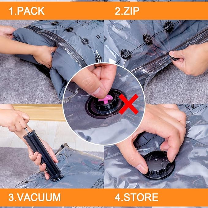 GONGSHI Vacuum Storage Bags, Space Saver Seal Bags For Clothing, Blankets, Comforters, Pillows, Clothes Storage,Travel Luggage,24 Combo-EPUMP