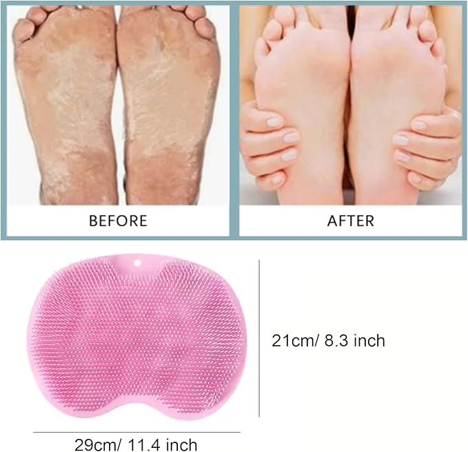 Silicone Massage Bath Mat, Shower Foot Scrubber Mat, Back Exfoliating Bath Pad for Shower, Non-Slip Suction Cups, Wall Mounted (Green)