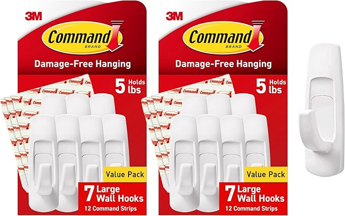 Command Large Utility Hooks, 14-Hooks, 24-Strips, Organize Damage-Free