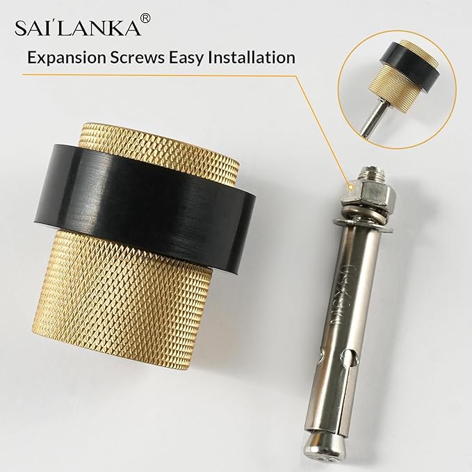Solid Brass Door Stopper Heavy Duty Cylindrical Floor Mount Door Stop with Rubber, Wall Protector Mounted Doorstop Protect Door Knobs, 1-3/5" Height, 1 Pack, Brushed Brass