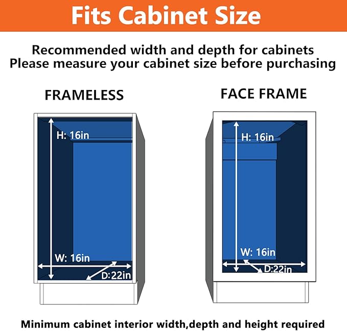 ROOMTEC Individual Pull Out Cabinet Organizer (15½" W x 21½" D), 2 Tier Spice Rack Organizer for Cabinet, Slide Out Drawer Pantry Shelf Organization and Storage for Kitchen Bathroom