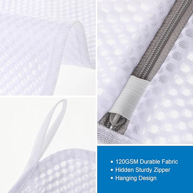 4-Pack Durable Honeycomb Mesh Laundry Bags for Delicates - 12x16 Inches Lingerie Bags for Washing Delicates with Sturdy Zippers, Protect Clothes in Washing Machine for Home, College & Dorm (Medium)