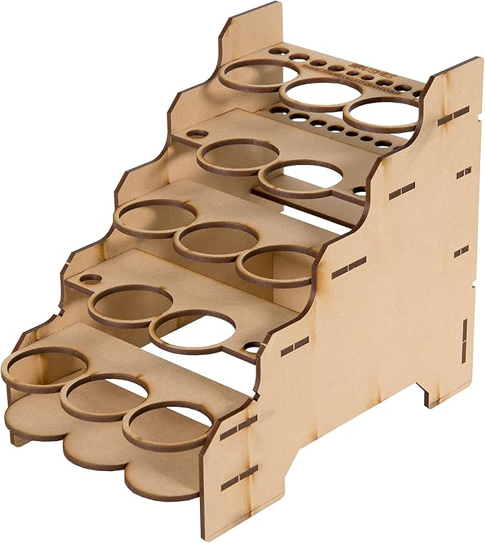 The Broken Token Modular Paint Half Rack w/ 35mm Holes - Multiple Organizer for Paint Bottles, Pots, and Brushes in Tiered Layout - Customize Your Pieces with Easy Organization & Access