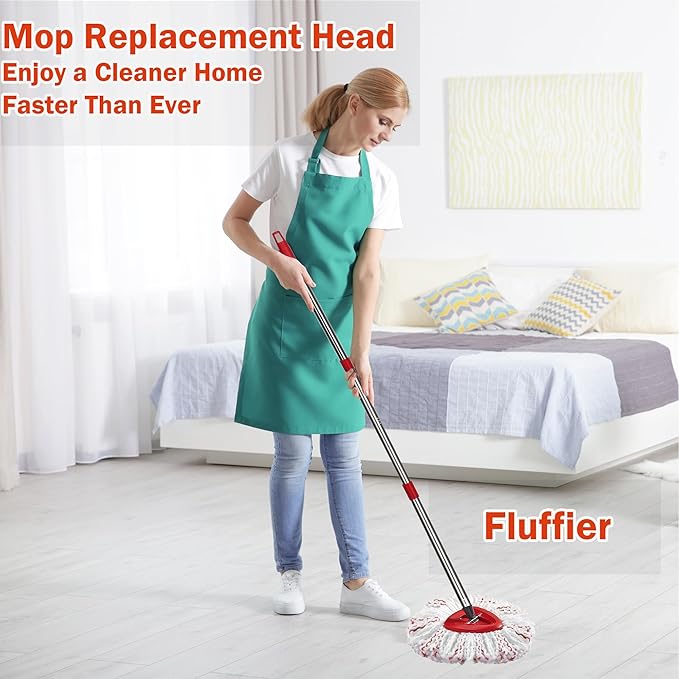 2 Pack Mop Heads Replacements - 40% More Cleaning Power, Spin Mop Heads Replacements for O Cedar Easy Wring 1-Tank System, Deep Cleaning, Microfiber and Machine Washable
