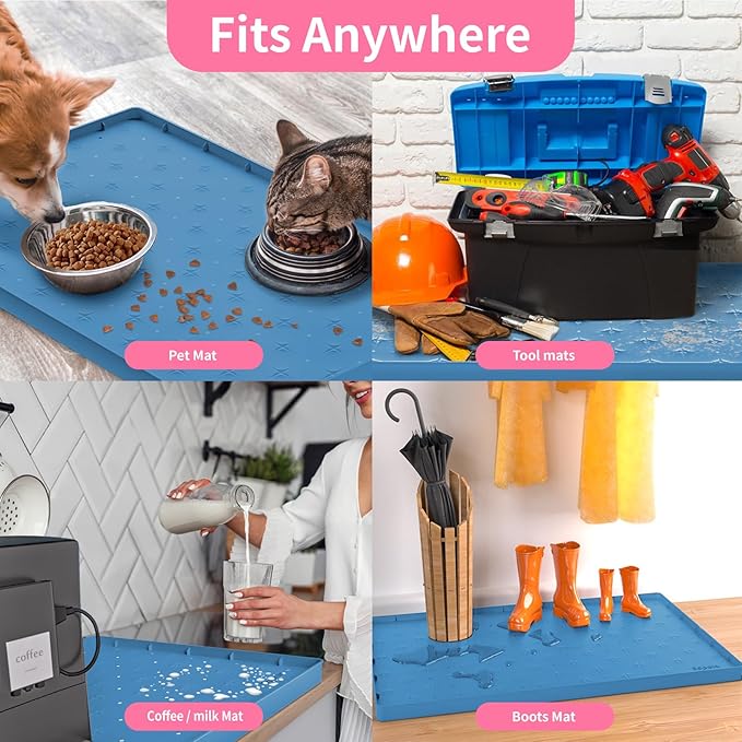 Sdpeia Under Sink Mat 22"×14" Waterproof Silicone Cabinet Liner & Sink Protector for Kitchen & Bathroom, Multi-Purpose Organizers Tray for Pets, Laundry, Cat Litter Mat