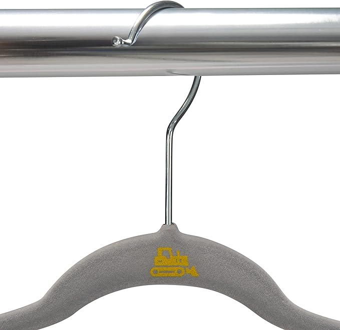 Simplify 50 Pack Kids Velvet Hangers | Slim | Non-Slip Design | Space Saving | Childrens Clothes | Shirts | Pants | Dresses | Baby Nursery | Closet Storage & Organization | Light Grey