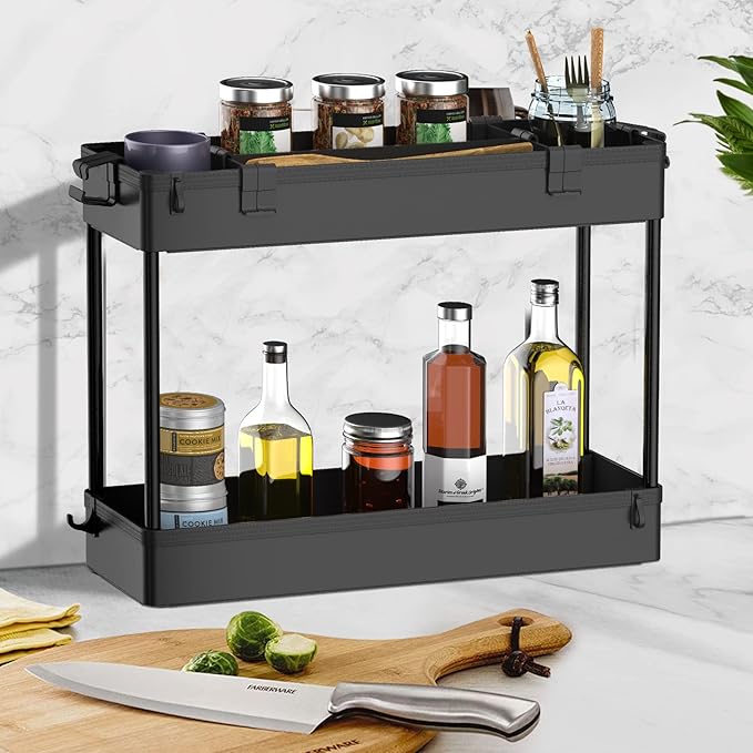 SPACELEAD Slim Storage Cart 3 Tier,Bathroom Organizer Rolling Utility,Mobile Shelving Unit Slide Out for Office, Kitchen, Laundry Room & Narrow Places,Black