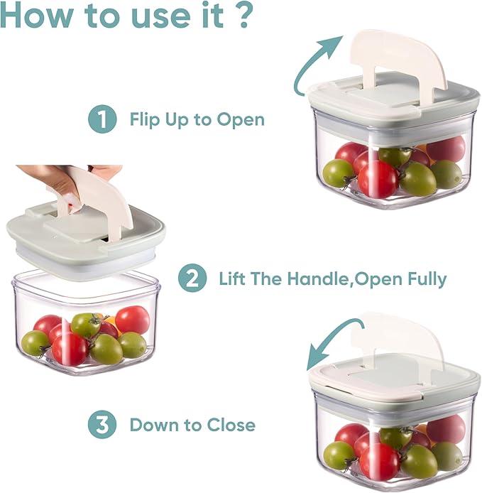 CAROTE Easy-open Airtight Food Storage Containers with Lids, 20 PCS Durable Plastic Kitchen Storage Containers for Dry Food/Fruit, Leakproof, BPA-Free, Sage Green/Grey