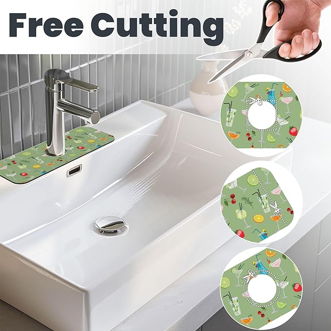 3Pcs Cocktail Dish Drying Mat & Kitchen Sink Splash Guard Faucet Mat For Kitchen Counter Absorbent Microfiber Dishes Pad Dish Drainer Rack Mats Fast Dry Kitchen Accessories