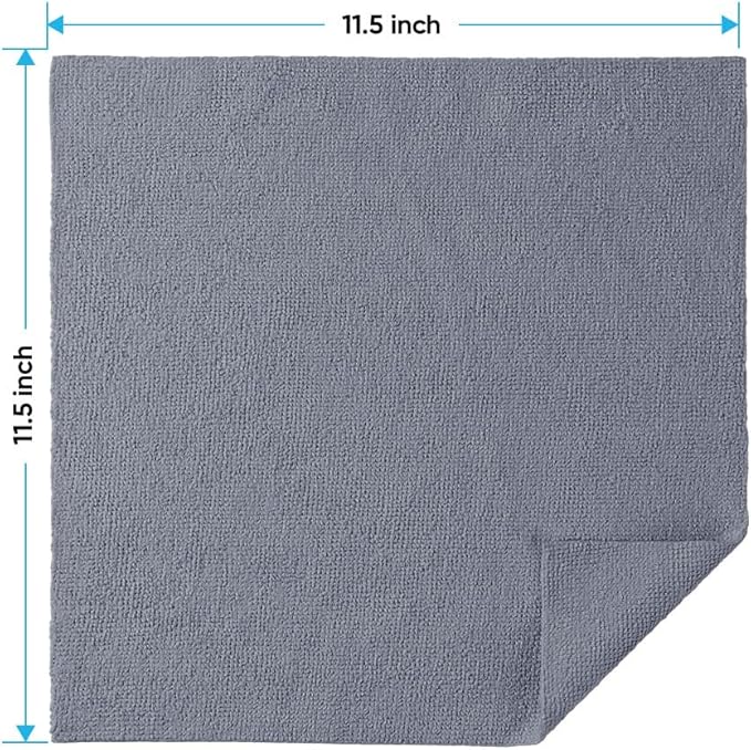 HOMEXCEL Grey Microfiber Cleaning Cloths, 10 Pack Microfiber Towels for Cars, Lint & Scratch-Free Cleaning Rags for House, Kitchen and Car 11.5 x 11.5 inch