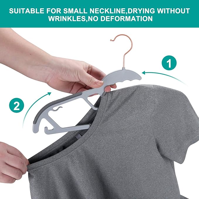 TIMMY Slim Plastic Hangers Non-Slip, 0.2in Ultra Thin Space Saving Closet Organizers, S-Shaped Design for Round Neck Shirts/Sweaters, Heavy Duty Hangers 50 Pack