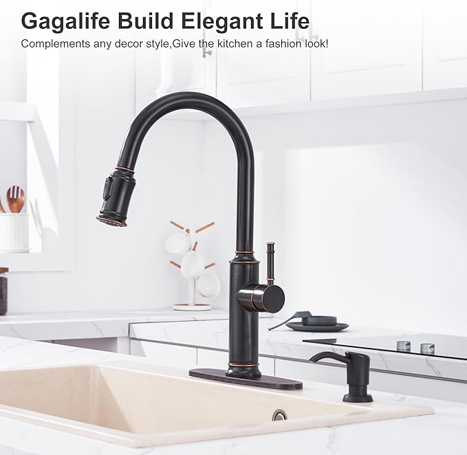 GAGALIFE Built in Counter Soap Dispenser for Kitchen Sink and Extension Tube Kit, Anti-Leakage Upgrade with 40" Tube No More Top Refill, Oil-Rubbed Bronze