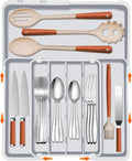 Expandable Silverware Drawer Organizer - 7 Compartments BPA-Free Kitchen Utensil Tray, Adjustable 12.6”×9.5" to 19"×15.2", Cutlery Drawer Organizer, Gray