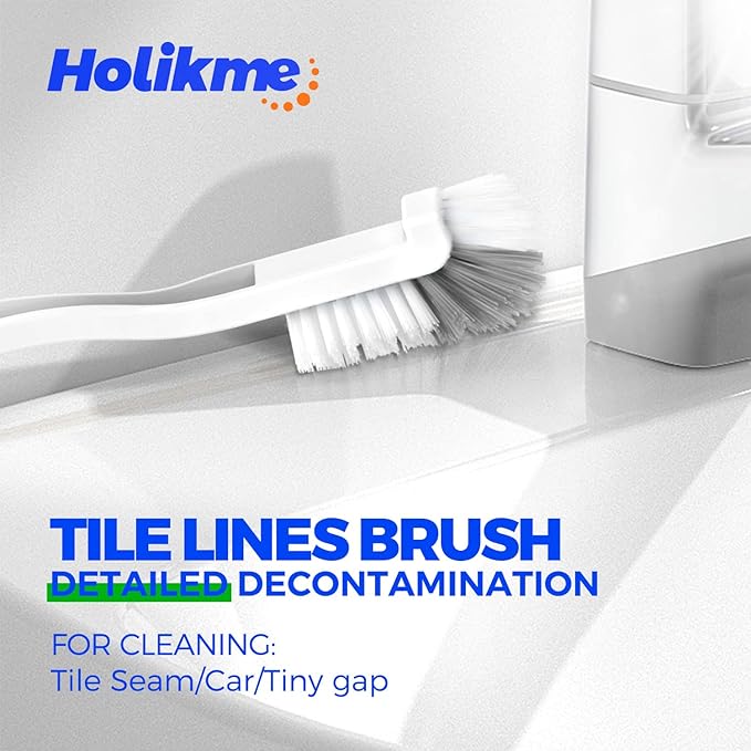 Holikme 7 Pack Deep Cleaning Brush Set, Scrub Pads with Scraper Tip for Pool Walls, Bathroom, Grout, Floor, Tub, Shower and Kitchen Surface (Green)