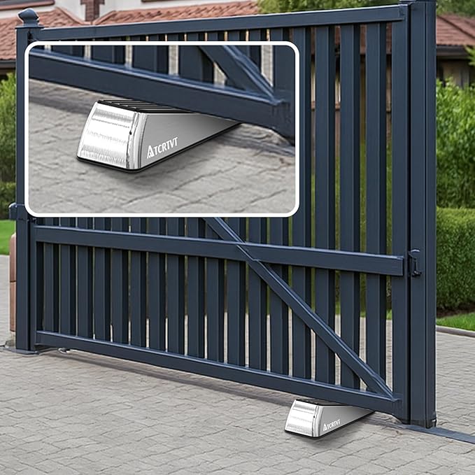 Heavy Duty Door Stopper Wedge - 1 Pack Big Size Door Stop Wedge Made of Aluminum Alloy Metal Suits Any Door, Any Floor with Set of 2 Plus Self-Adhesive Holder Satin Nickel Large Version