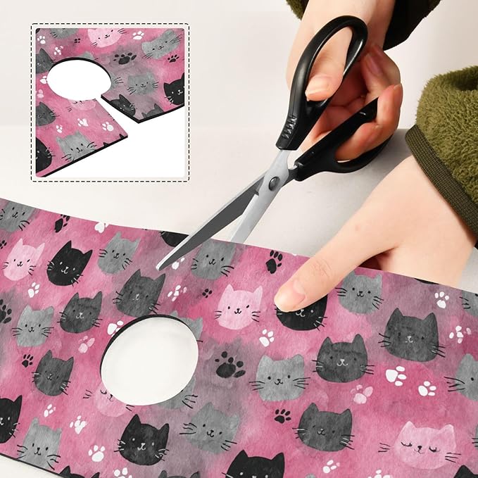 Watercolor Pink Cat Faces Paw Print Sakura Hearts Kitchen Sink Splash Guard Sink Faucet Mat Faucet Handle Drip Catcher Drain Mats for Kitchen Bathroom Countertop Absorb