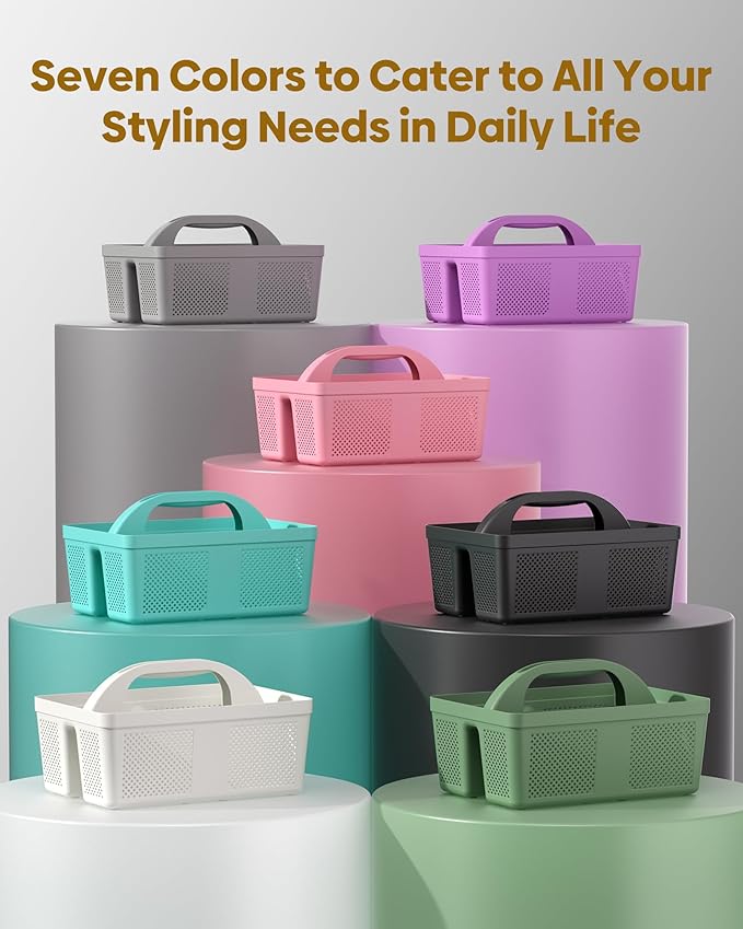 MLIKLU 4 Pack Portable Shower Caddy, Integrated Handle, Reinforced Plastic, Quick-Dry Ventilation Holes, Multi-purpose Storage Basket for Home, Dorm and Bathroom, Kitchen, Under Sink Storage, Black