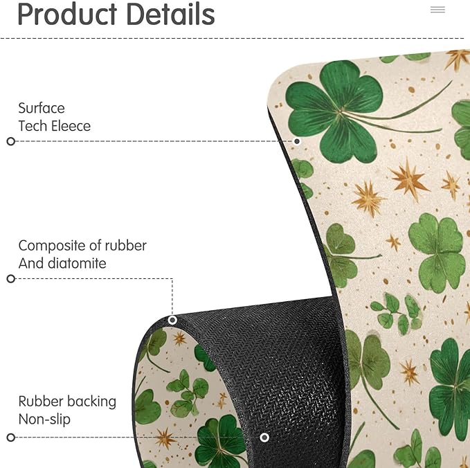 Kitchen Sink Splash Guard 2 PCS 30 Inch Sink Faucet Mat Splash Guard for Bathroom Countertop Water Absorbent Foldable Cuttable Soft Washable Green Clovers and Gold Stars