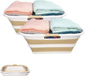 SAMMART 42 (11 Gallons) Collapsible Plastic Laundry Basket, Foldable Pop Up Storage Container/Organizer, Space Saving Hamper, Portable Bin for Dorm Room Bathroom (2, White/Beige)