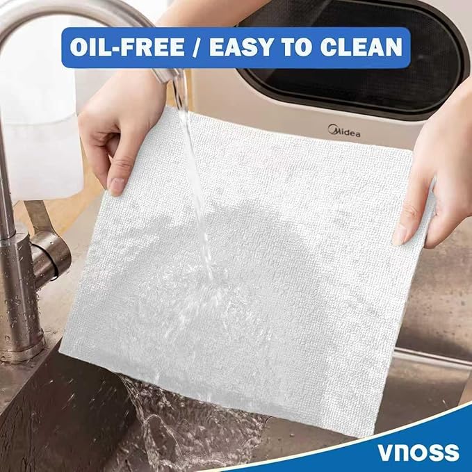 55 Pack Microfiber Cleaning Cloth Roll, Tear Away Reusable Towels, 11" X 9", Ultra Absorbent & Lint Free Cloth for Cars, Kitchen, Window, Home and Shop, White