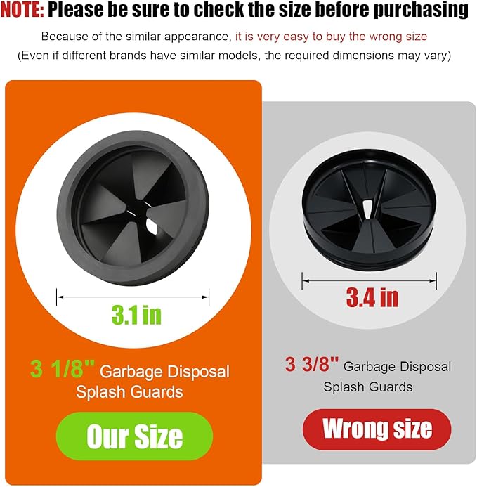 2 Pcs Garbage Disposal Splash Guard Sink Baffle, 3 1/8" Removable Garbage Disposal Rubber Drain Insert, Replacement Waste Food Garbage Disposal Parts for Waste King Whirlaway and GE Models