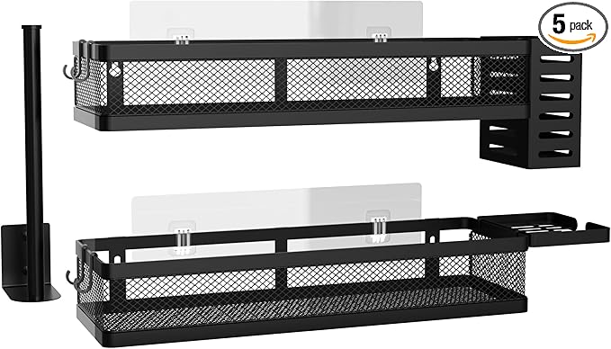 PUSDON Metal Wall Hanging Basket 2 Packs DIY Suitable for Multiple Scenes - Large Black Netting Suit