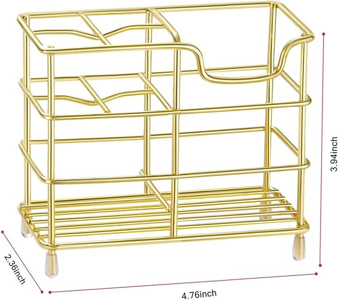 HBlife Small Toothbrush Holder for Bathroom, 5 Slots Gold Stainless Steel Bathroom Accessories Organizer for Small Spaces