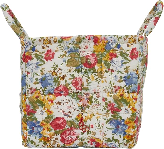 Boho Fabric Storage Basket, Large Capacity Laundry Basket, 12.2'' x 10.23'' x 10.23'' Collapsible Laundry Hamper with Easy Carry Handles (C Multi-Color 5, L)