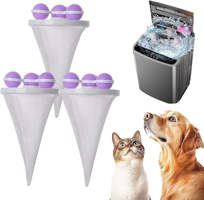 3Pcs Floating Hair Filtering Mesh Removal, 2026 New Lint Remover for Washing Machine Pet Hair Catcher for Washing Machine, Reusable Floating Mesh Hair Removal for Washer (Purple)