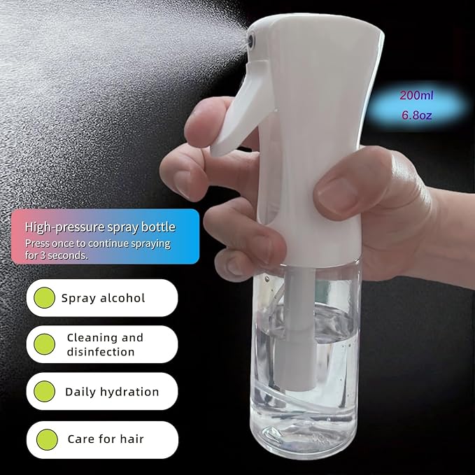 2 Pack Continuous Spray Bottles - Ultra Fine Mist Sprayer | 6.8 OZ Water Spray Bottle for Hair, Cleaning, Plants, Pets, Salons