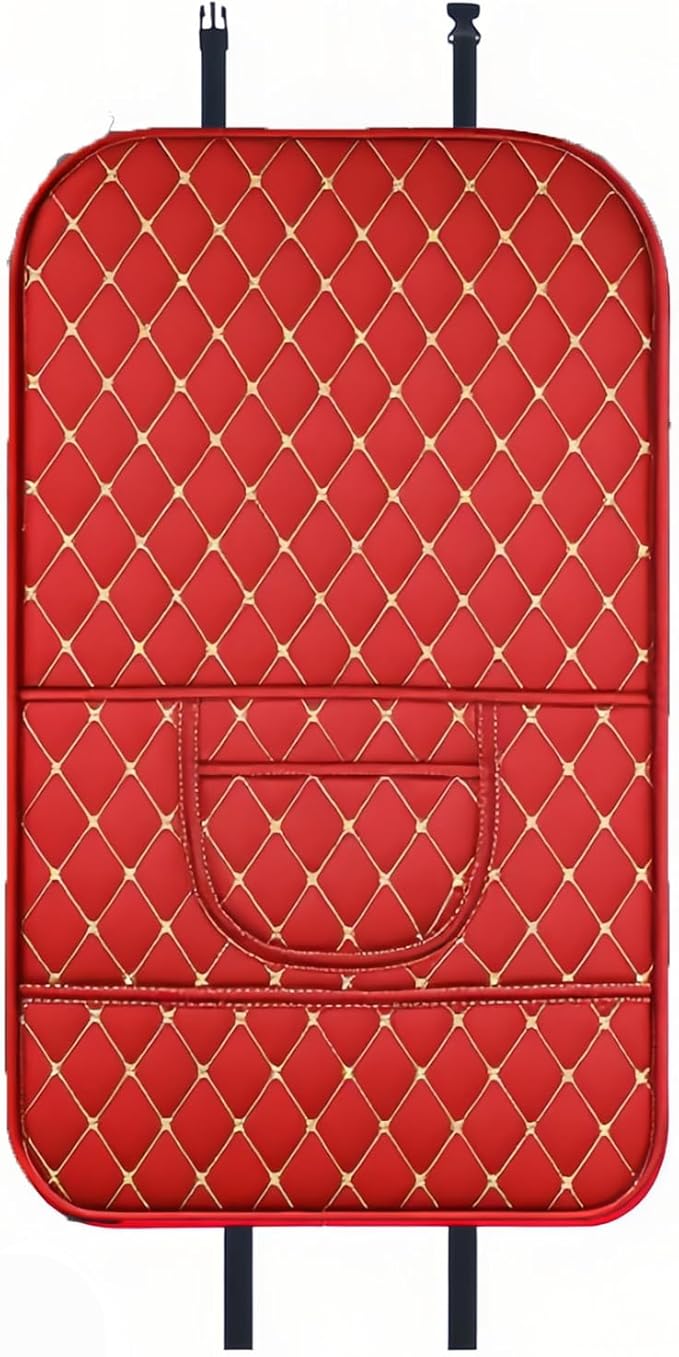 Leatherette Car Seat Protector - 2 Pack Large Car Kick Mats with Storage Pockets Organizer Seat Back Cover Against Dirty Shoes & Scratches, Universal Fit for Most Vehicles, Red