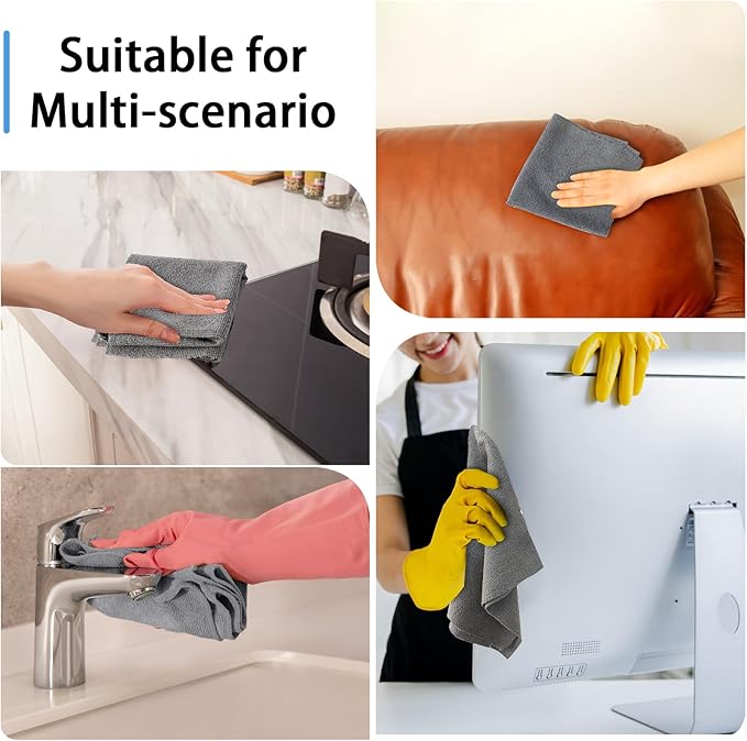 75 Pack Microfiber Cleaning Cloth Roll,Reusable Tear Away Microfiber Towels,Washable Ultra Absorbent Rags Drying Dishcloths for Car,Home,Garage or Shop(Grey)