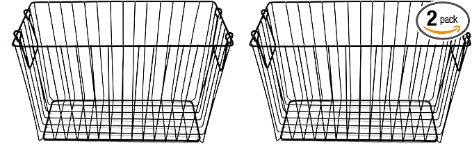 G.E.T. Heavy Duty Iron Wire Utility Storage Basket/Bin with Handles, 14" x 7" x 9" (Pack of 2)