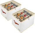 2 Pack Shoe Storage Box Organizer for Closet - 24 Cell Space Saver Shoes Containers Bin with Clear Lids Stackable, Can Fit Ottoman, Foldable Shoe Rack Cabinet Cubby for Wardrobe