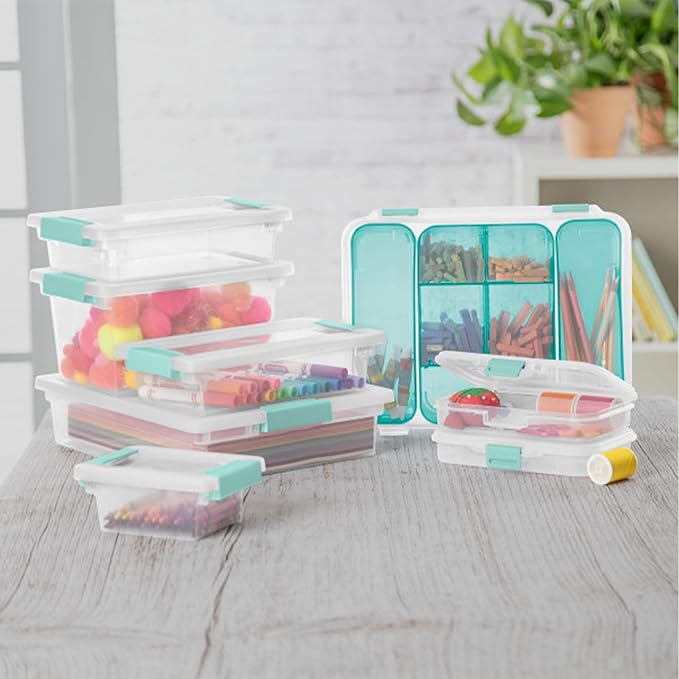 Sterilite 12-Pack Clip Box, Clear Storage for Crafts, Supplies and Office Items, Medium