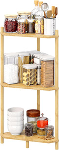 Corner Shelf Stand - 3 Tier Bamboo Small Corner Bookshelf for Office Kitchen Bedroom Plant Stand Living Room Decor Small Space (Natural，3 Tier)