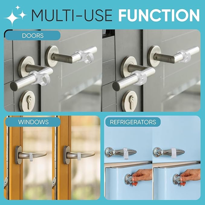 Strongest Home 12+8 Pack Door Stop Wall Protector for Door Handle - Clear & Invisible Wall Stoppers Wall Protector, Damage-Free Glass Shower Stopper, No Adhesive, Fits All Door Handle Types.