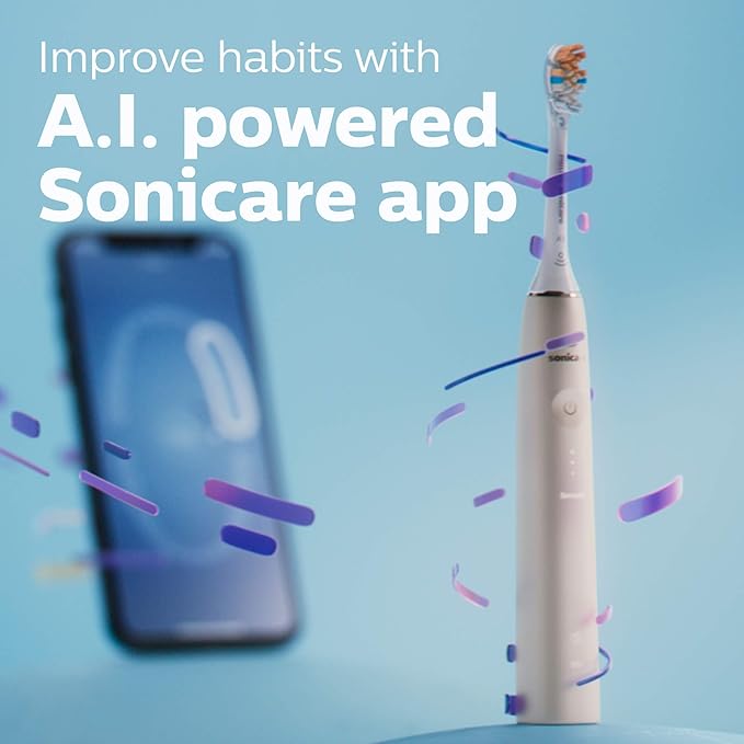 Philips Sonicare DiamondClean Prestige 9900 Rechargeable Electric Toothbrush with SenseIQ, 5 Premium All-in-One Brush Heads, Plaque Removal, Gum Care, Whitening, Champagne, BD9001AZ