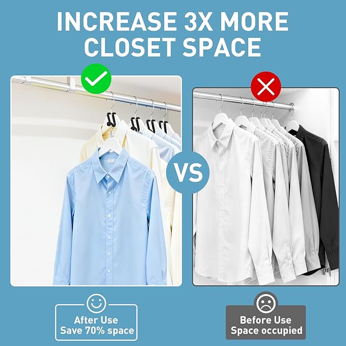 100 PCS Clothes Hanger Connector S Shaped Hooks,Plastic Reusable Space Saving Heavy Duty Hanger Extender Clips for Closet Organizer,Includes 1 Mesh Storage Bag(Black)