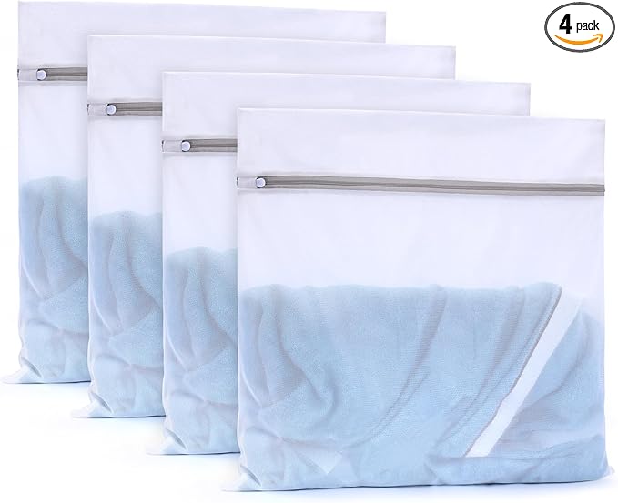 Muchfun 4Pcs Durable Fine Mesh Laundry Bags for Delicates 24 x 24 Inches (4 XX-Large)