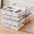 HOMETUK 80Qt Stackable Storage Bins with Lids & Trays, Clear Plastic Latching Boxes Organizers with Dividers Portable 20Gal Containers for Arts & Crafts, Home and Car Trunk Organization, 4Pack