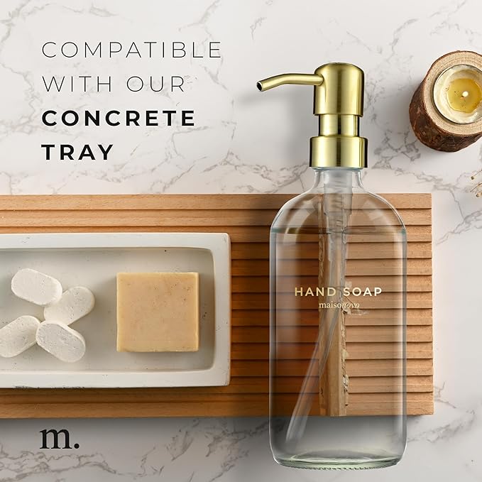 MaisoNovo Soap Dispenser 1-Piece Set | 16.9oz Clear Bottles with Gold Stainless Steel Pump Core