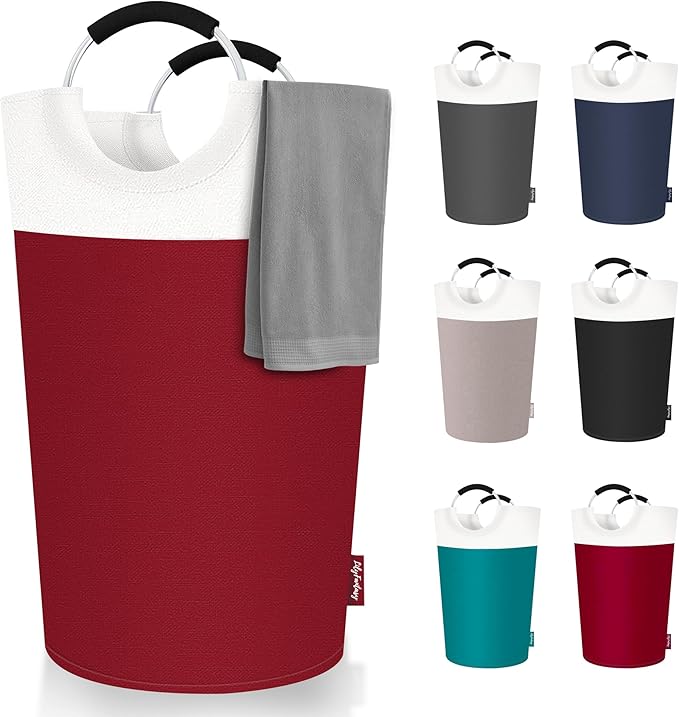 100L Laundry Basket, Collapsible Laundry Hamper with Padded Handles, Waterproof Laundry Bag, Tall Clothes Hamper Stand Up Well, Foldable Laundry Baskets for Easy Storage(Red)