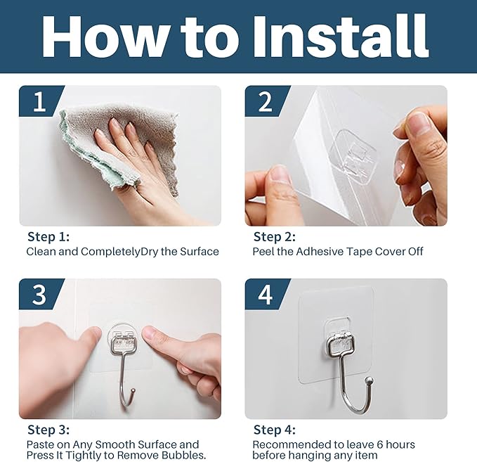Antimbee 30-Pack All-Purpose Adhesive Hooks for Hanging, Wreath Door Hanger Heavy Duty Hooks 37 lb(Max), Sticky Wall Hook fit Home, Bathroom, Kitchen, Office and Outdoor