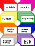 6 x 4 inch Large Moving Labels for Boxes, Blank Moving Boxes Labels Stickers, 160pcs 8 Color Coded Moving Stickers Packing Labels Stickers for Home Organization Projects, Kitchen, Storage Bins