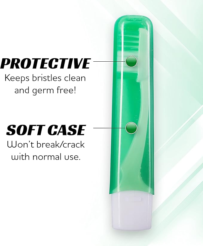 Lingito Mini Toothbrush with Cover - Camping & Travel Size, Adult Kit (6 Pack)