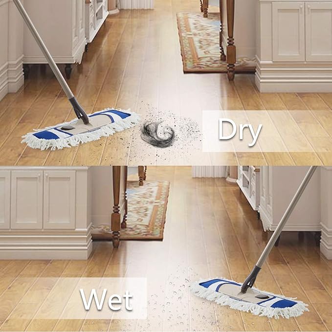 Eyliden Mop Pads (2 Pack) Wet Dry Dust Mop Pads for Hardwood Floors - Replacement Refills - Blue